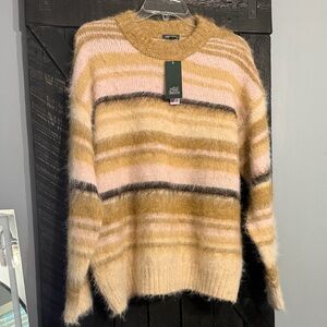 Wild Fable Striped Oversized Sweater in Pink and Tan